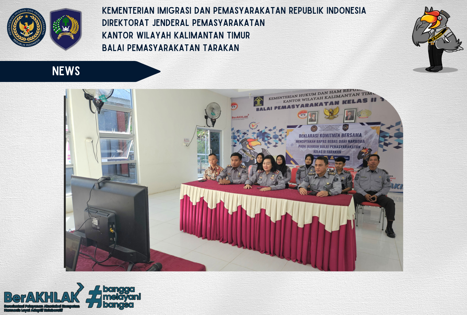 Bapas Tarakan Ikuti Sosialisasi Pelaksanaan Gerakan Nasional Masyarakat Bapas Peduli Ditjenpas